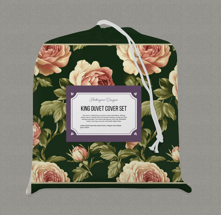 5 Piece Cotton Duvet Cover Set | Susanna | Vintage Cottage Collection