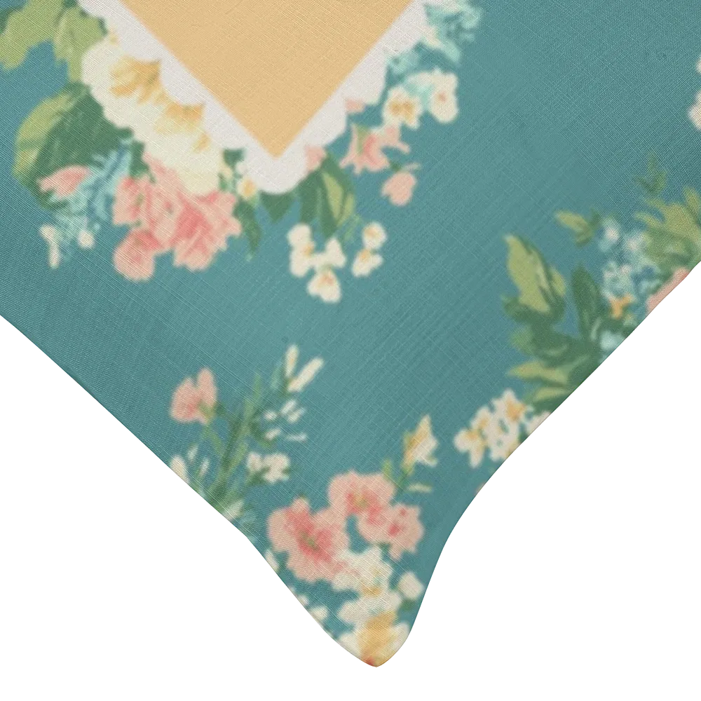 Florence - Blue Floral Lumbar Pillow – Personalized Panel | Vintage Cottage Collection