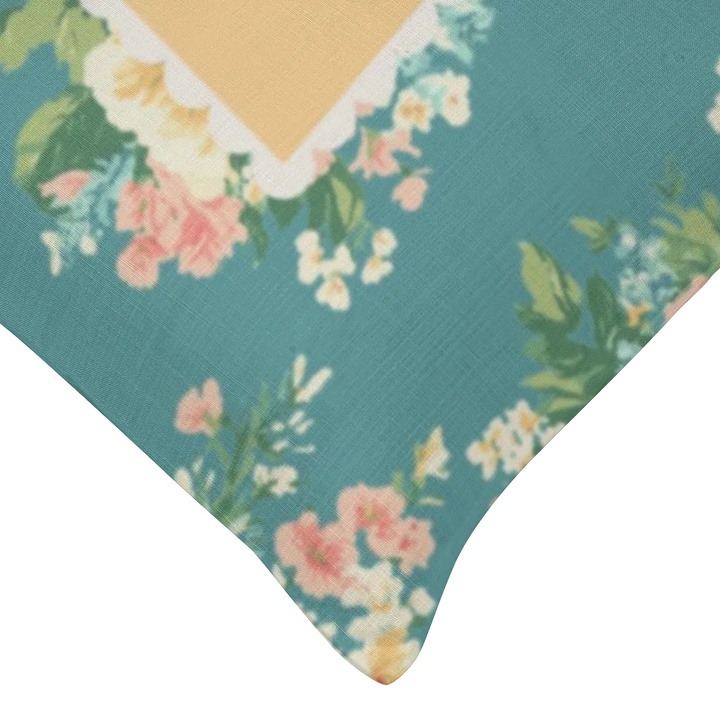 Florence - Blue Floral Lumbar Pillow – Personalized Panel | Vintage Cottage Collection