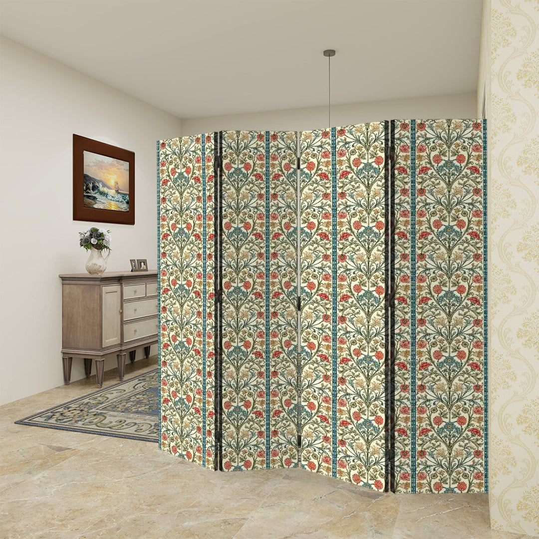 4 Panel Room Divider Folding Screen / Bouquets - William Morris Inspired Collection