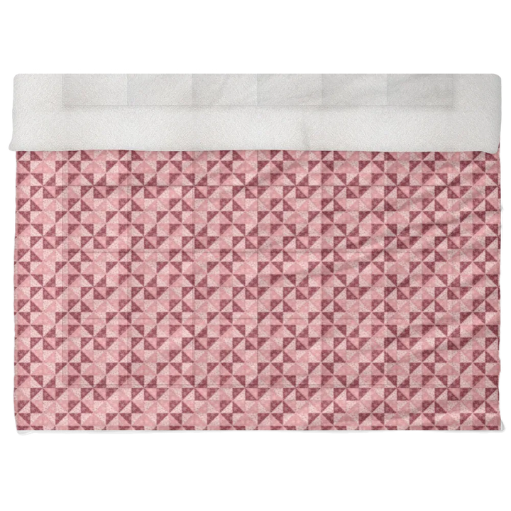 Luxury Flannel & Sherpa Comforter Set | Patchwork Pinwheel - Snow - Cranberry