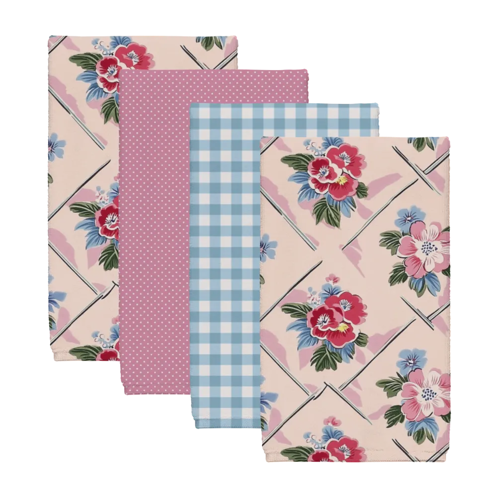 Winifred Tea Towel Set (4) | Vintage Cottage Collection