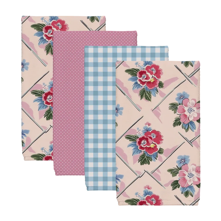 Winifred Tea Towel Set (4) | Vintage Cottage Collection