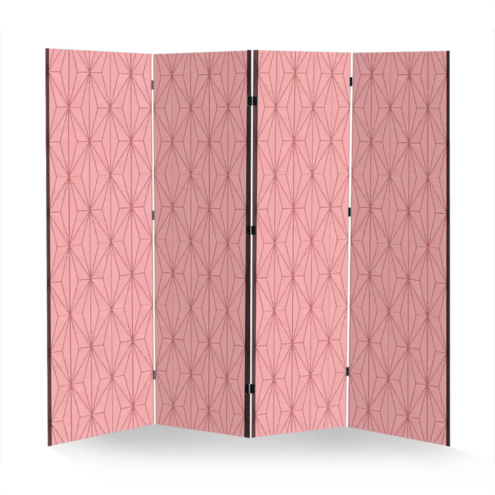 4 Panel Room Divider Folding Screen / Retro Diamonds