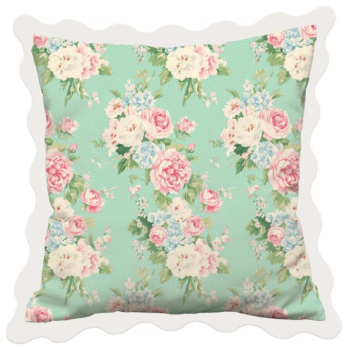 Vintage Cottage Collection Scalloped Duvet Cover Set - Emma (Seafoam)