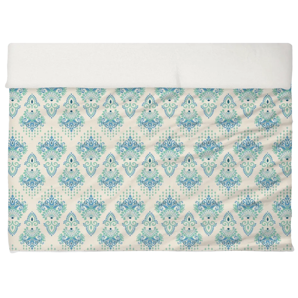 Blues &amp; Greens Anthology Duvet Cover Set – Ikat Damask (Aquastone)