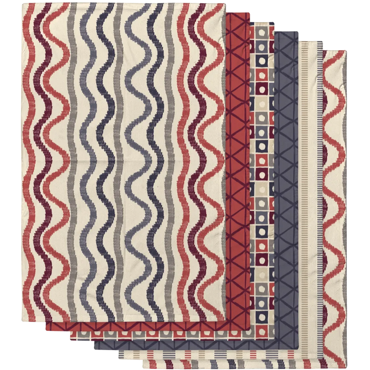 Ikat Fusion Tea Towel Set (6) – Americana (Geometric)