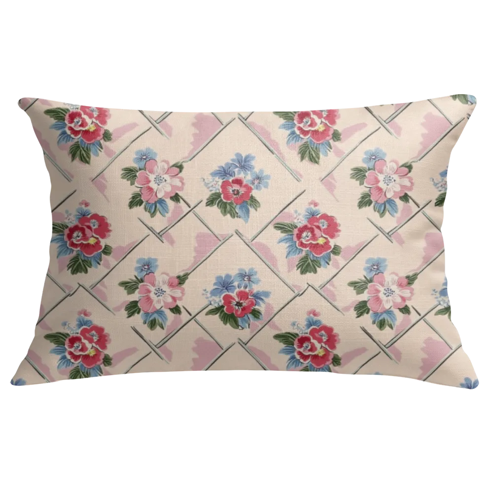 Winifred Floral Lumbar Pillow – Personalized Panel | Vintage Cottage Collection