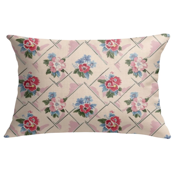 Winifred Floral Lumbar Pillow – Personalized Panel | Vintage Cottage Collection