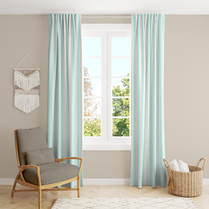 Window Curtain Set - Cotton Blend (2 Panels) | French Stripe - Windowpane