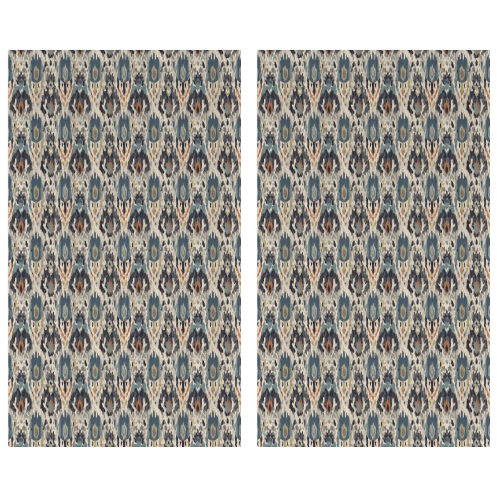 Ikat Fusion Curtain Panel Set – Sand &amp; Sea
