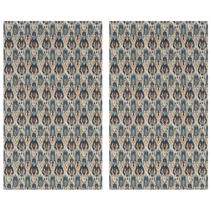 Ikat Fusion Curtain Panel Set – Sand &amp; Sea
