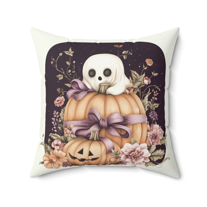 Microsuede Cushion / Halloween Art / Cottage Style Ghosts /