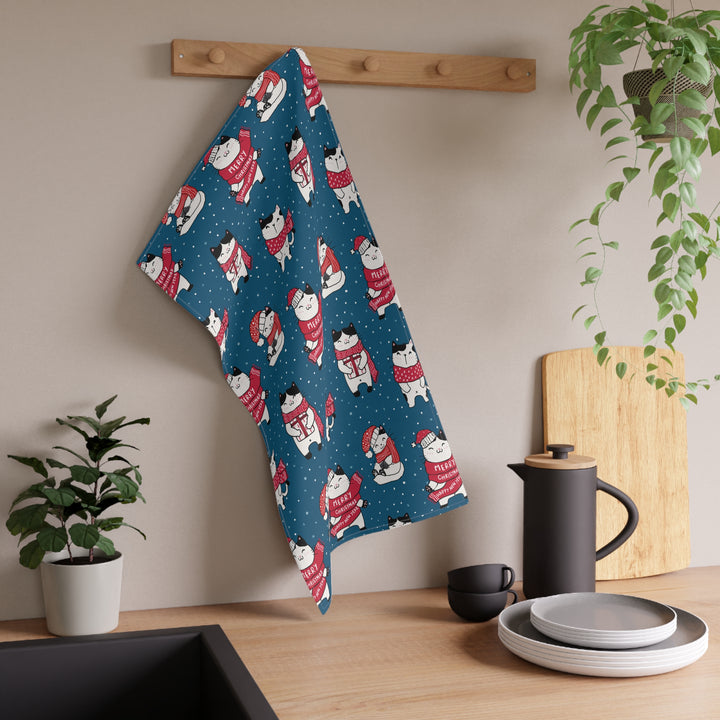 Cotton Twill Tea Towel / Merry Catmus Collection / Pattern