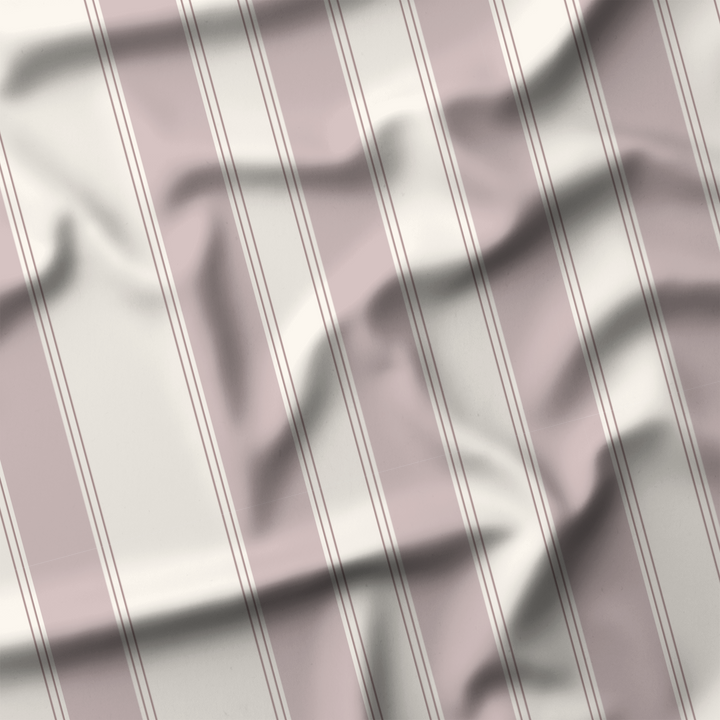 Window Curtain Set - Cotton Blend (2 Panels) | French Stripe - Dusty Lilac  (Vintage Cottage Collection)