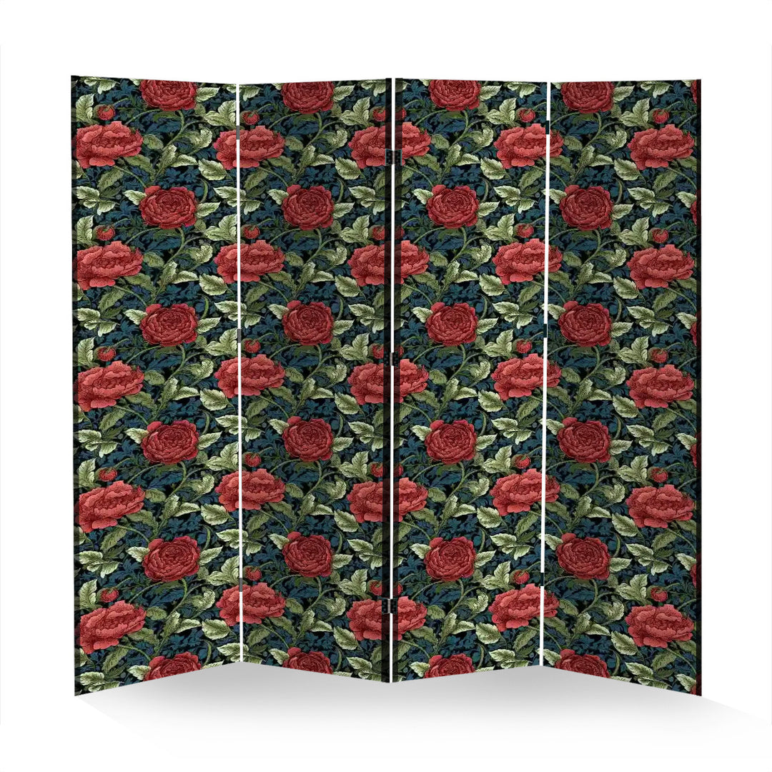 4 Panel Room Divider Folding Screen / William Morris Inspired - Vintage Roses