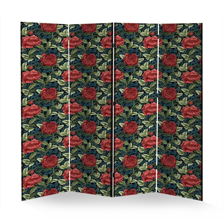 4 Panel Room Divider Folding Screen / William Morris Inspired - Vintage Roses