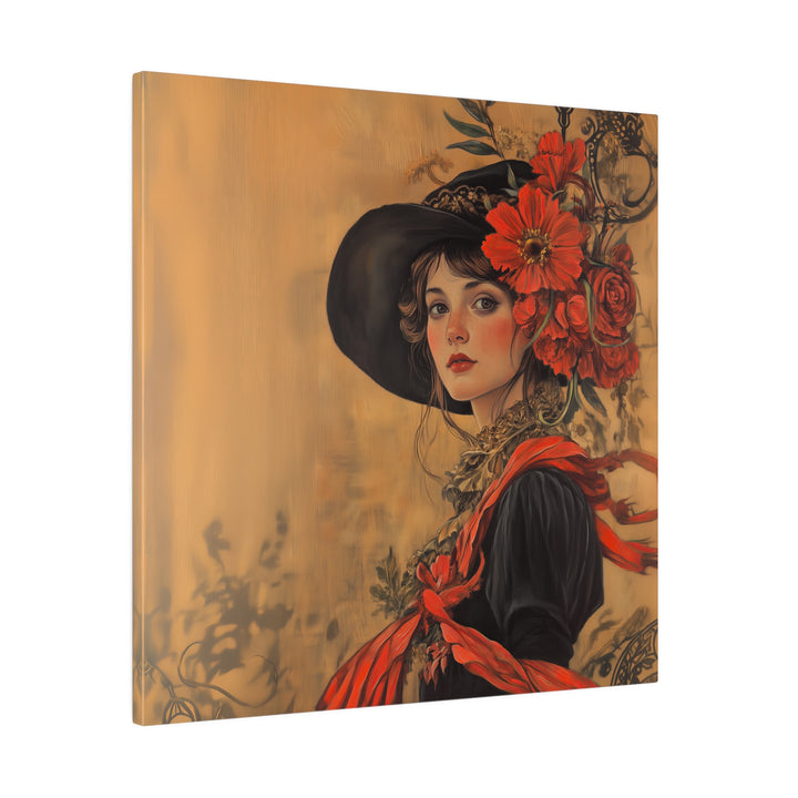 Square Matte Canvas / Autumn Fall Art / Woman - Amelia