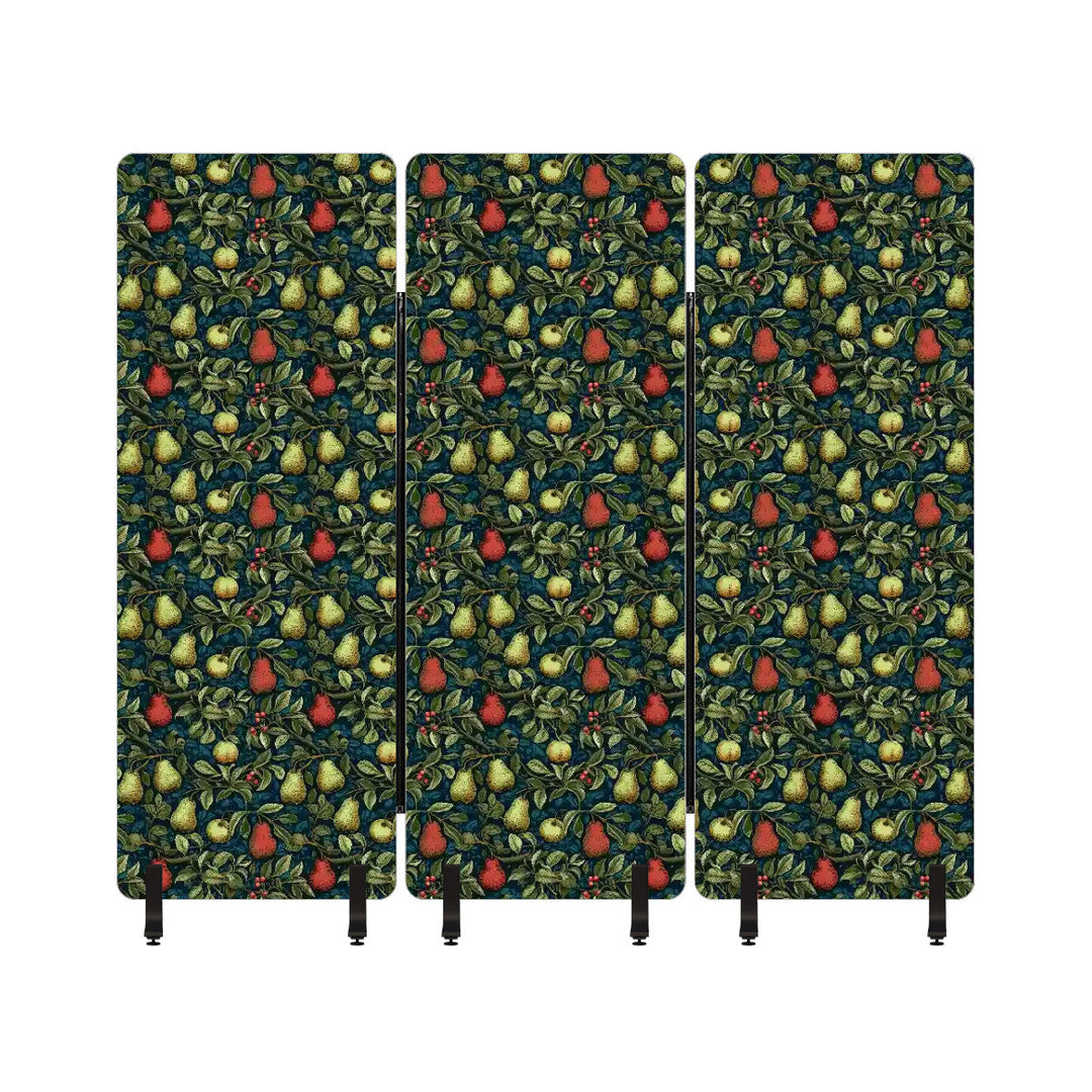 3 Panel Sound-Absorbing Room Divider / Tree Fruits - William Morris Inspired Collection