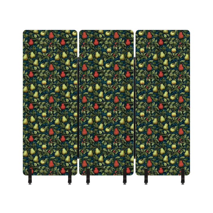 3 Panel Sound-Absorbing Room Divider / Tree Fruits - William Morris Inspired Collection