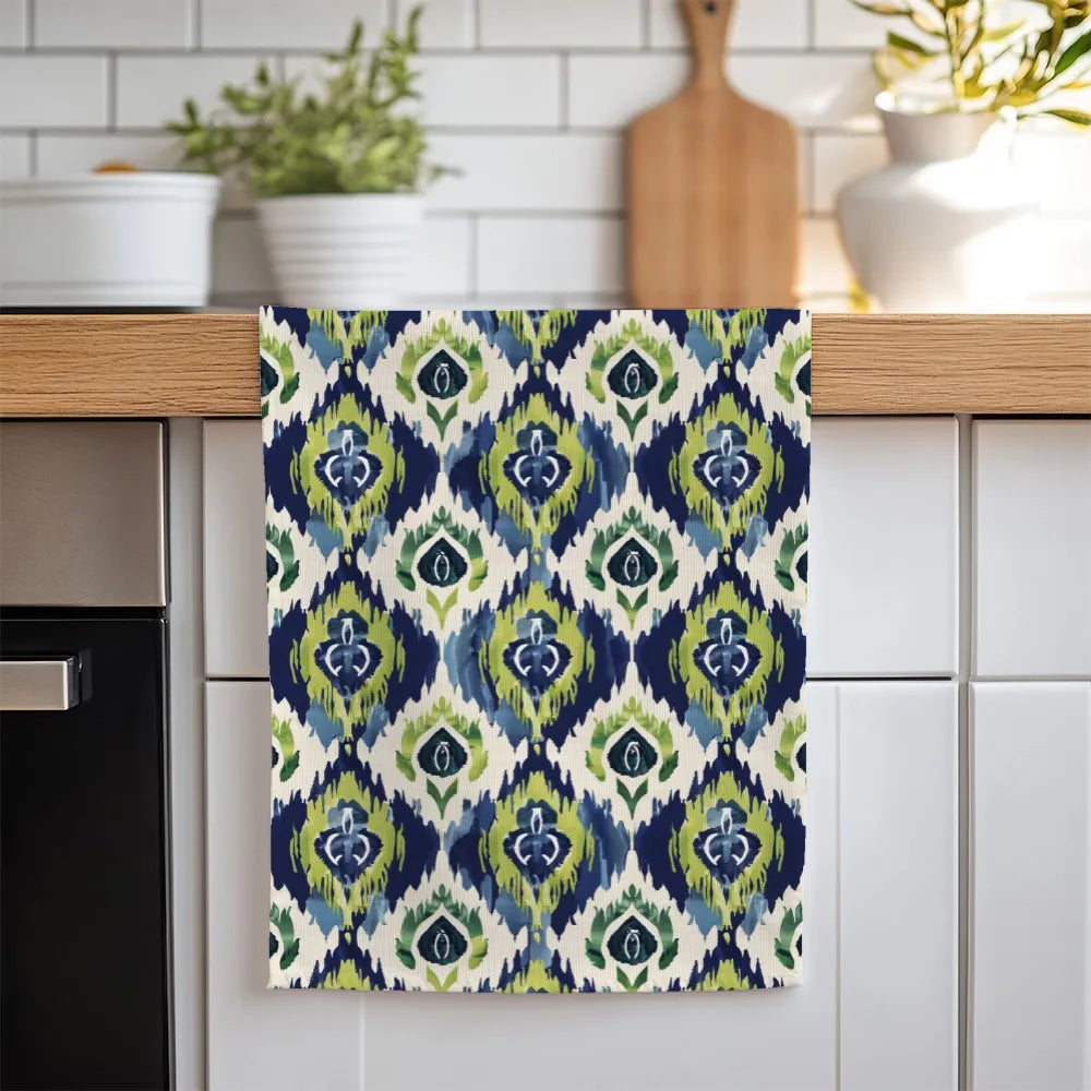 Ikat Fusion Tea Towel Set (6) – Peridot Blues