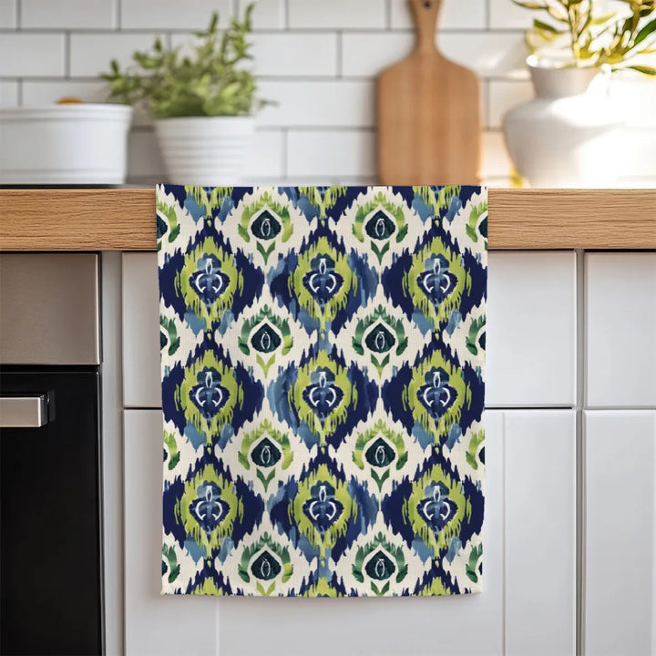 Ikat Fusion Tea Towel Set (6) – Peridot Blues
