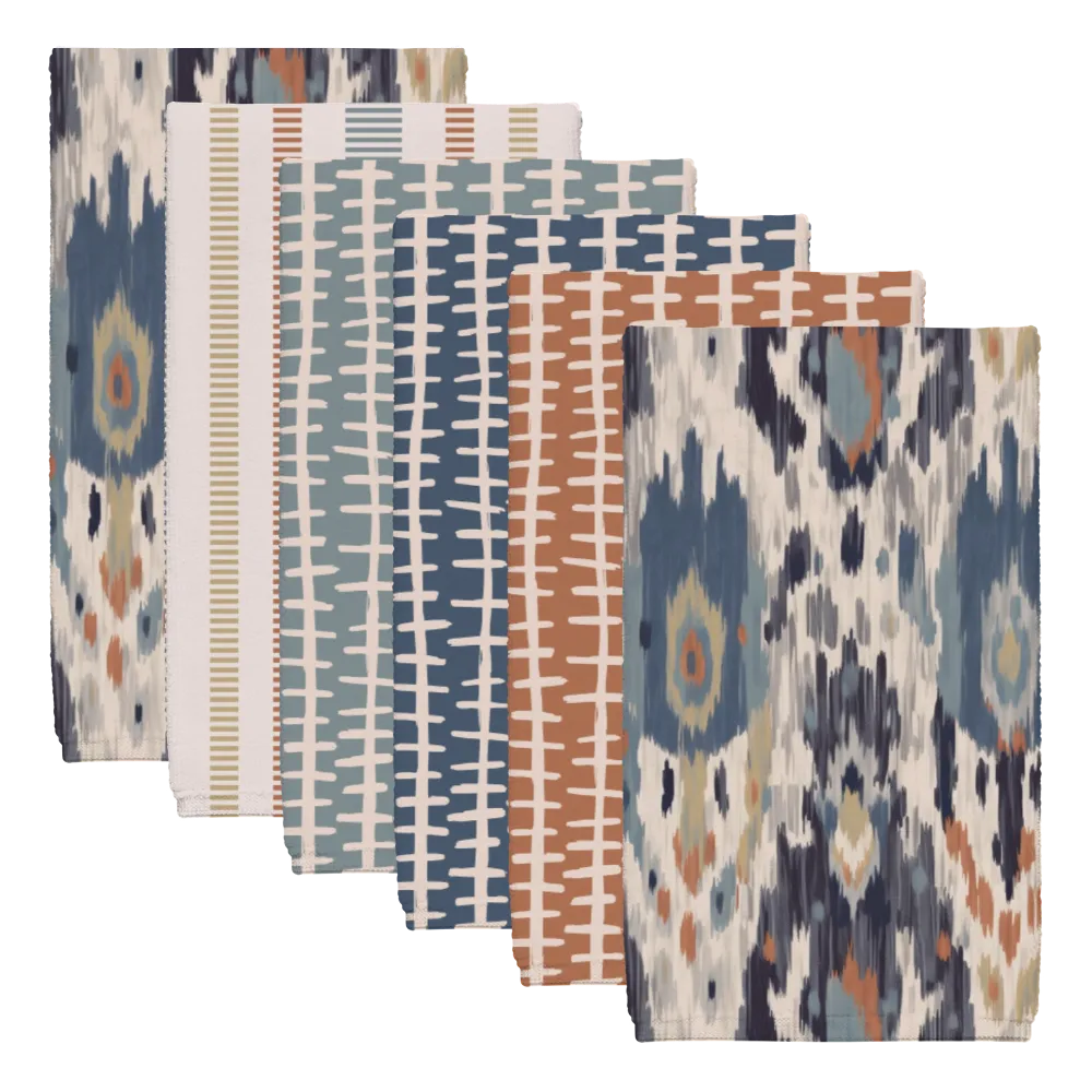 Ikat Fusion Tea Towel Set (6) – Sand &amp; Sea