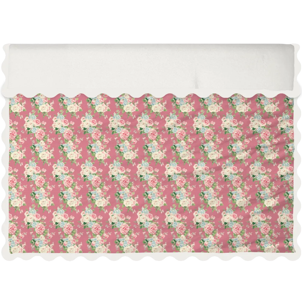 Vintage Cottage Collection Scalloped Duvet Cover Set - Emma (Peony)