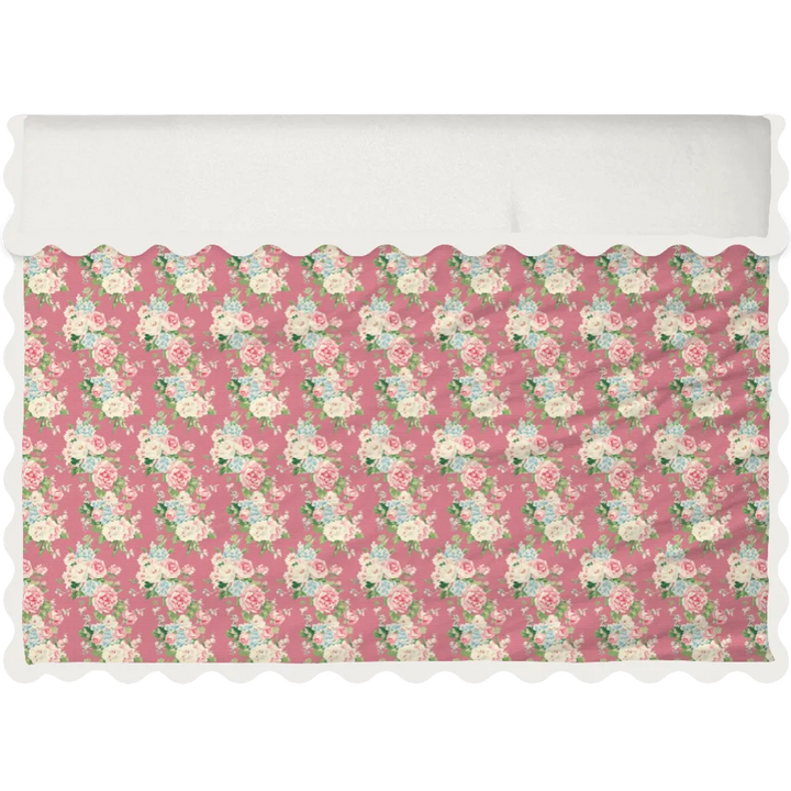 Vintage Cottage Collection Scalloped Duvet Cover Set - Emma (Peony)