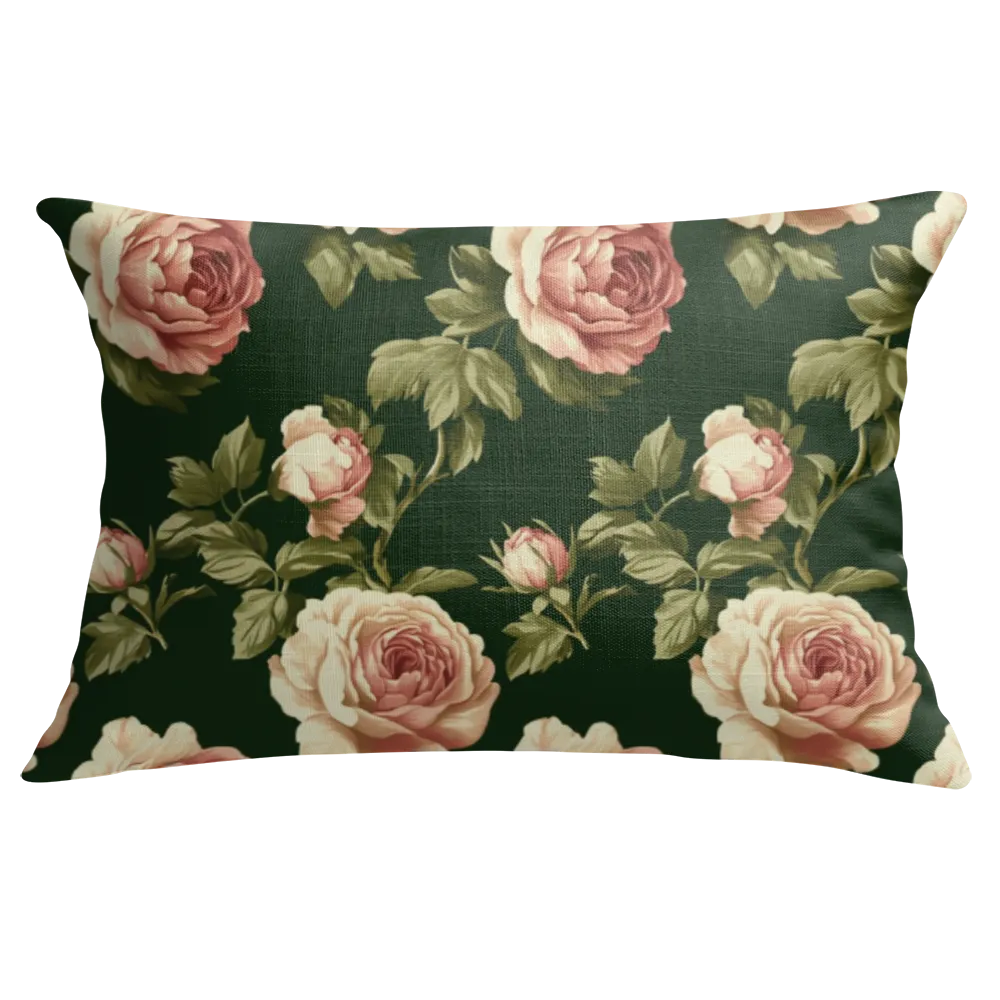 Susanna Floral Lumbar Pillow – Personalized Panel | Vintage Cottage Collection