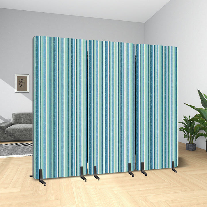 3 Panel Sound-Absorbing Room Divider / Sketchy Stripes