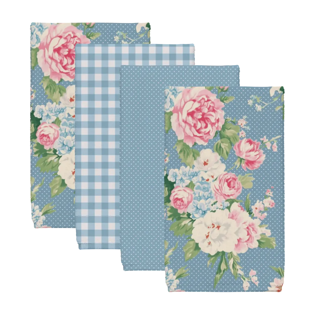 Emma - Bluejay Tea Towel Set (4) | Vintage Cottage Collection