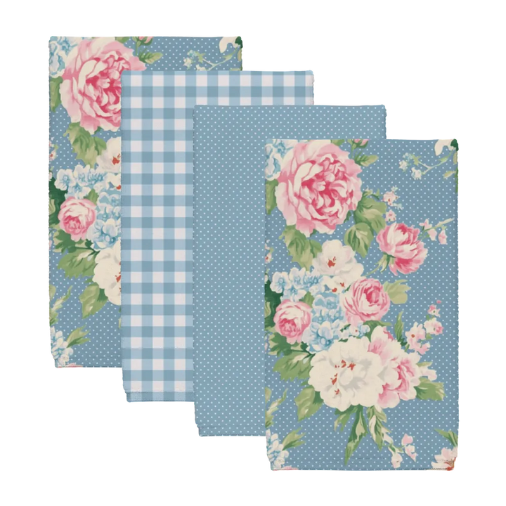 Emma - Bluejay Tea Towel Set (4) | Vintage Cottage Collection