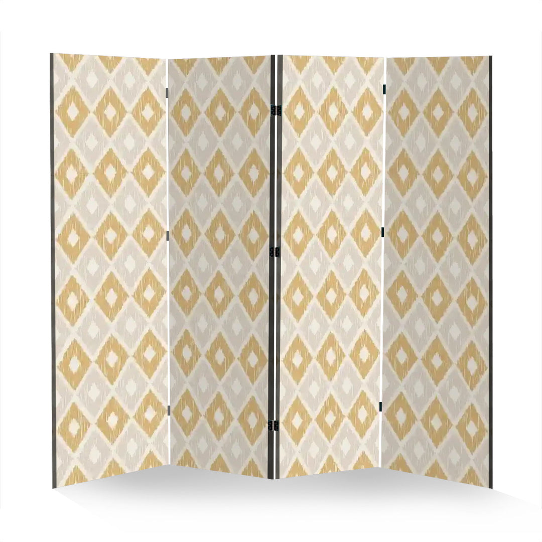 4 Panel Room Divider Folding Screen / Ikat Diamonds