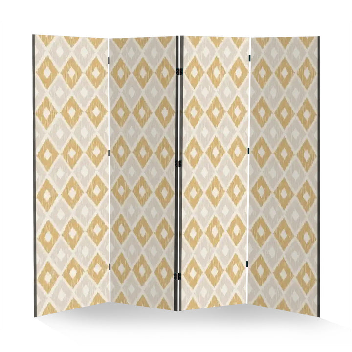 4 Panel Room Divider Folding Screen / Ikat Diamonds