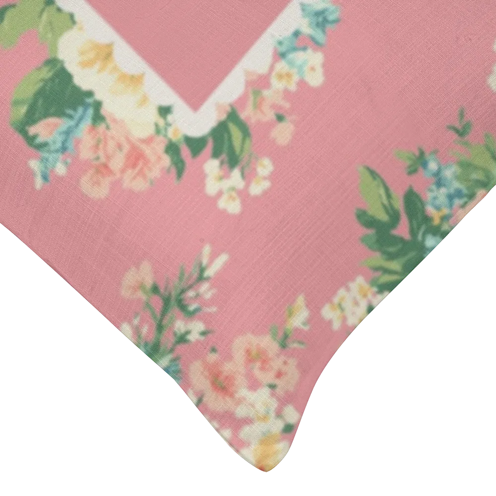 Florence - Peony Floral Lumbar Pillow – Personalized Panel | Vintage Cottage Collection