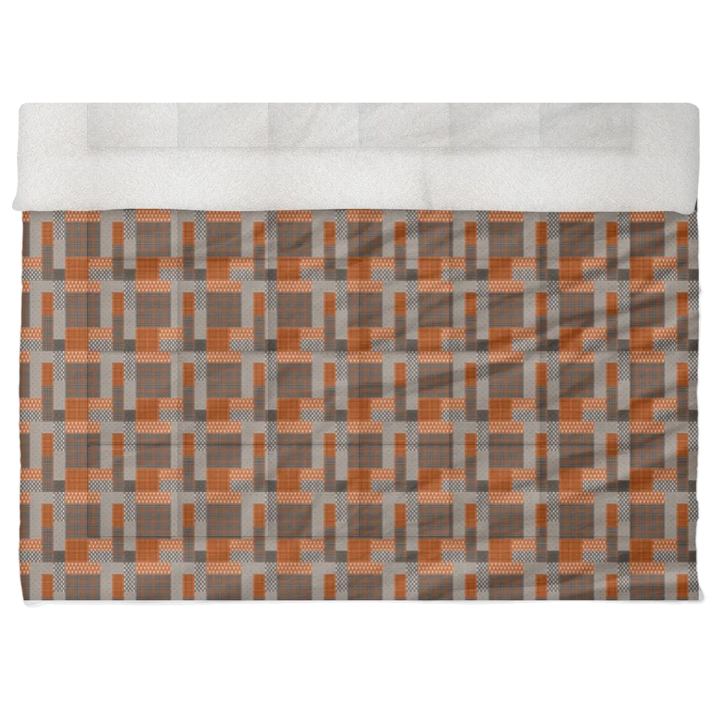 Luxury Flannel & Sherpa Comforter Set | Patchwork Squardular - Woodland