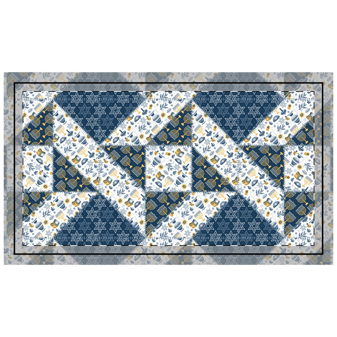 Quilted Sham / 3 sizes / Patchwork / Quad Star / Hanukkah - Traditional