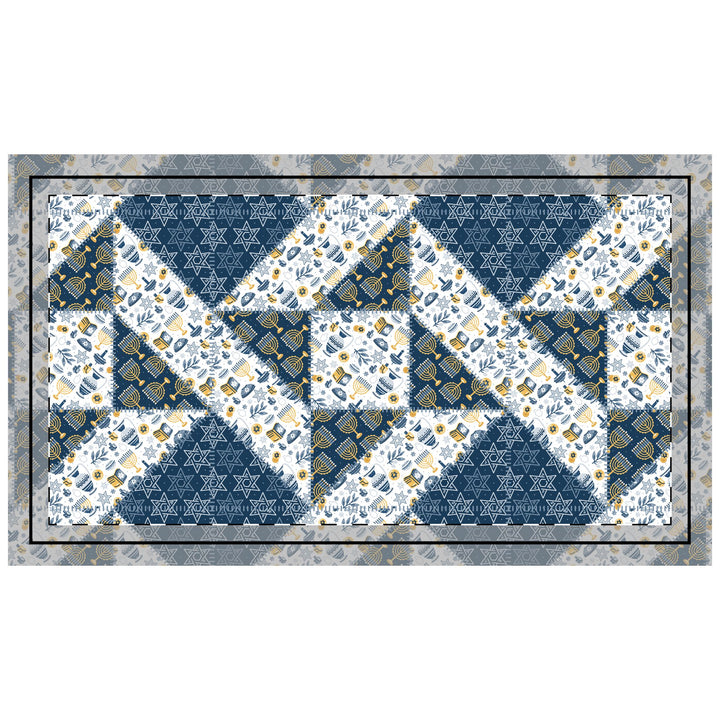 Quilted Sham / 3 sizes / Patchwork / Quad Star / Hanukkah - Traditional