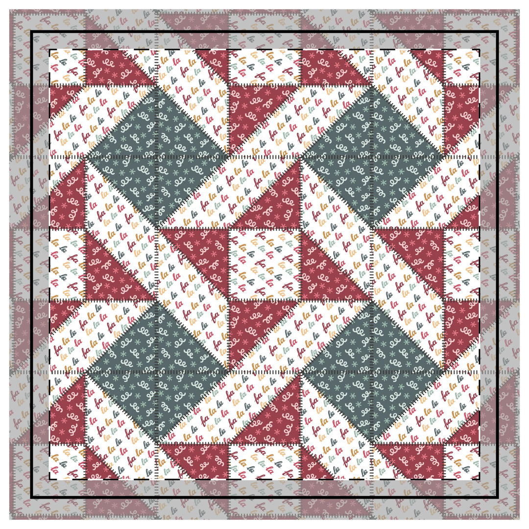 Quilted Sham / 3 sizes / Patchwork / Quad Star / Fa La La - Curlique