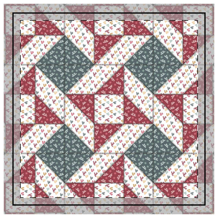 Quilted Sham / 3 sizes / Patchwork / Quad Star / Fa La La - Curlique