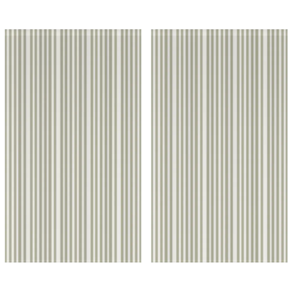 Window Curtain Set - Cotton Blend (2 Panels) | French Stripe - Laurel