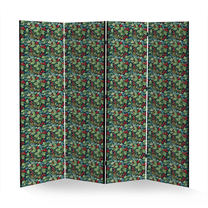 4 Panel Room Divider Folding Screen / Berries - William Morris Inspired Collection