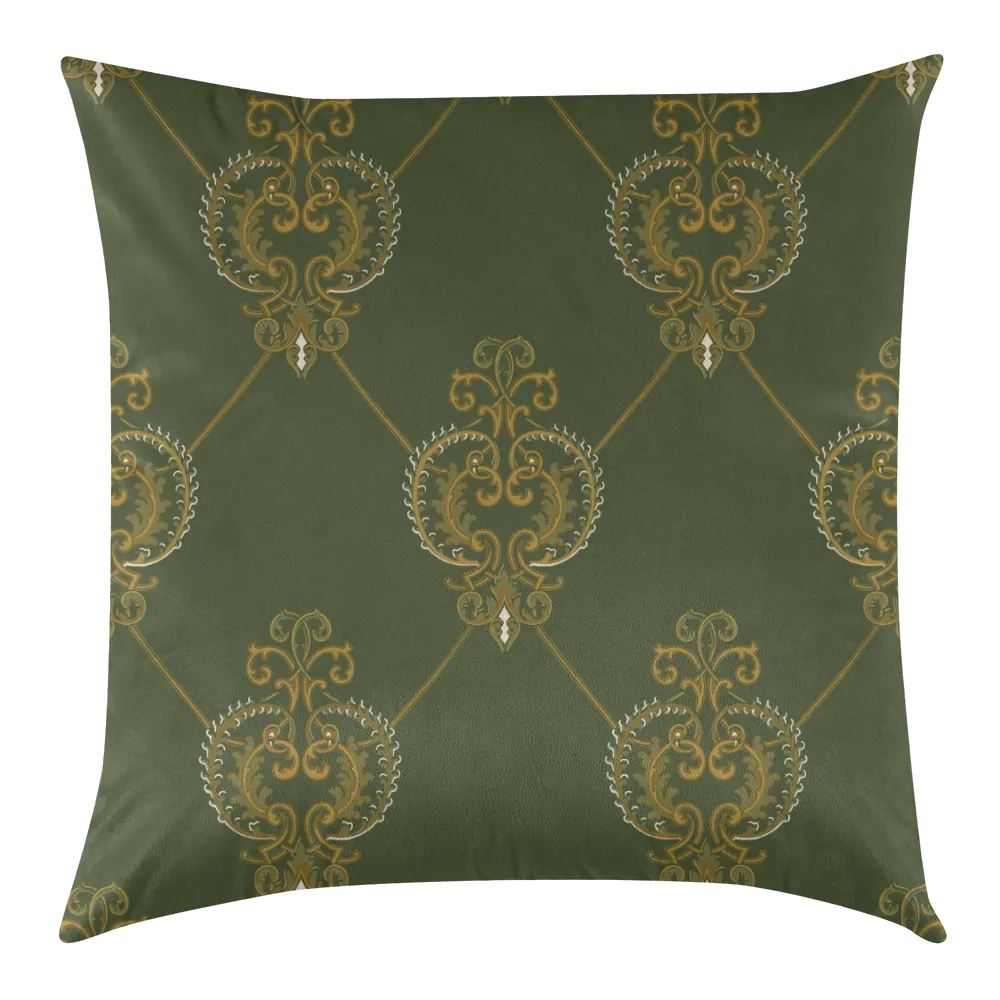 Harvest Garden Dutch Velvet Decorative Pillow - Heart Scroll (Deep Moss)