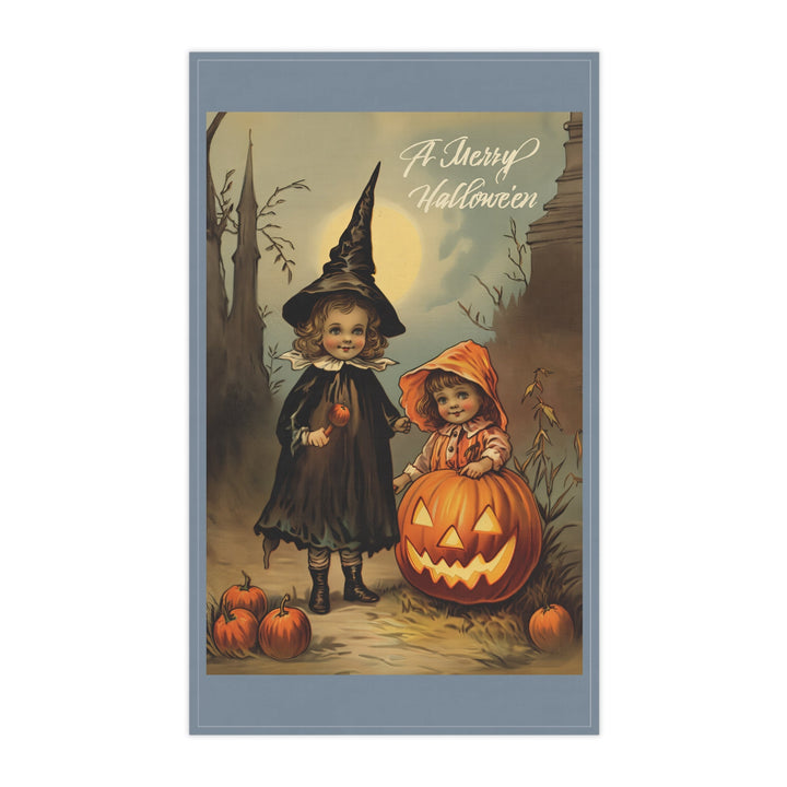 Cotton Twill Tea Towel / Vintage Halloween Art - Kids in Costume