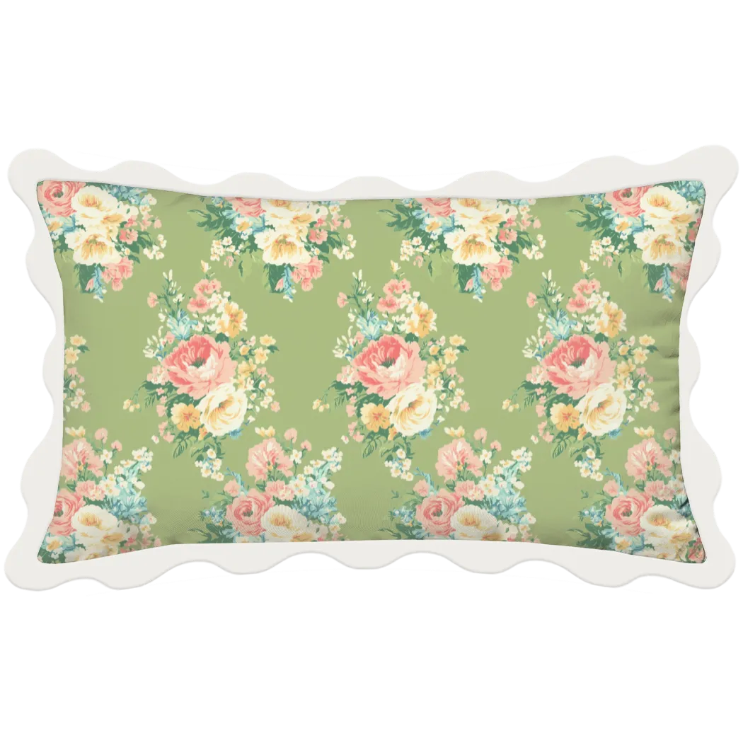 Vintage Cottage Collection Scalloped Duvet Cover Set - Florence (Lime)