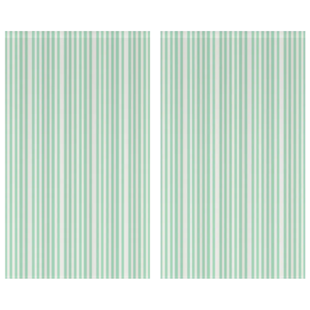 Window Curtain Set - Cotton Blend (2 Panels) | French Stripe - Seafoam