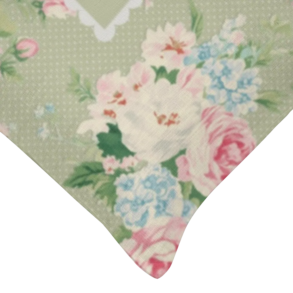 Emma - Khaki Floral Lumbar Pillow – Personalized Panel | Vintage Cottage Collection