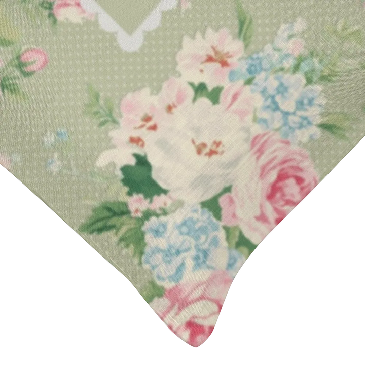 Emma - Khaki Floral Lumbar Pillow – Personalized Panel | Vintage Cottage Collection