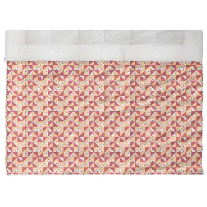 Luxury Flannel & Sherpa Comforter Set | Patchwork Pinwheel - Woodland Fox